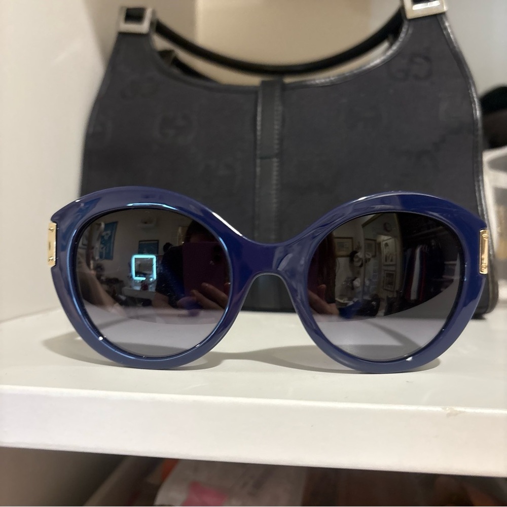 VERSACE Gianni Versace Blue Plastic Oversized Sunglasses - Picture 11 of 16